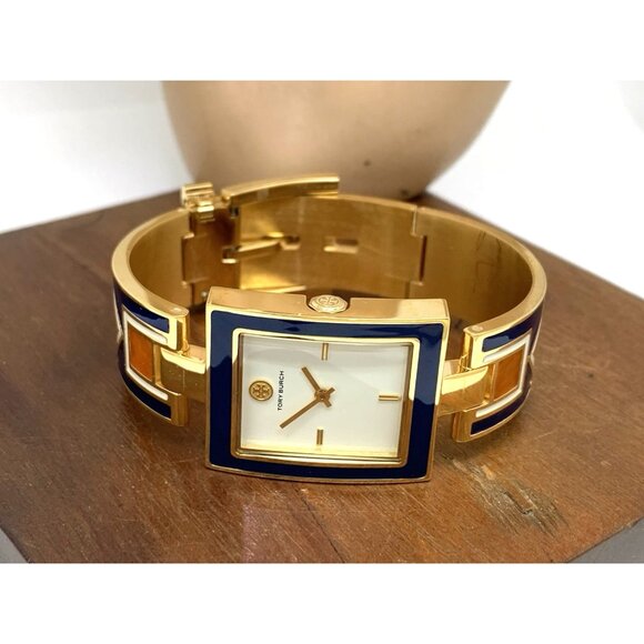 Tory Burch Women's Watch TBW5052 Buddy Quartz Bangle Blue Gold Stainless Steel - Picture 7 of 13